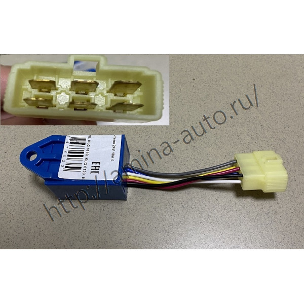 Реле стеклоочистителя (Higer) синее / фишка на проводе 6 конт. 24V 10A *