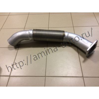 Труба глушителя с гофрой (D6CA) d=96 2 изгиба, фланец 4 отв.