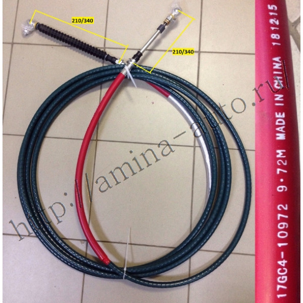 Трос КПП (Higer) L=9720 (KLQ6129) с 2012 г. красный