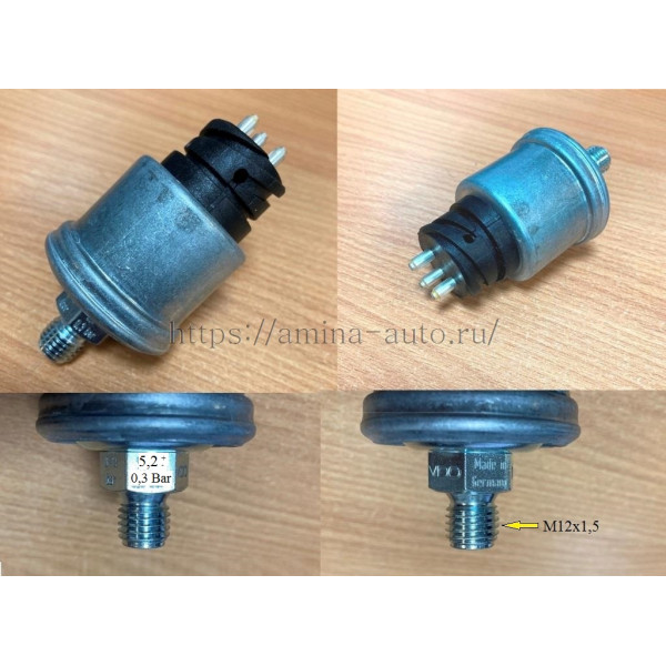 Датчик давления воздуха 3 конт. фишка на корпусе резьба M12x1,5 0-10 Bar / 5,2 +- 0,3 Bar