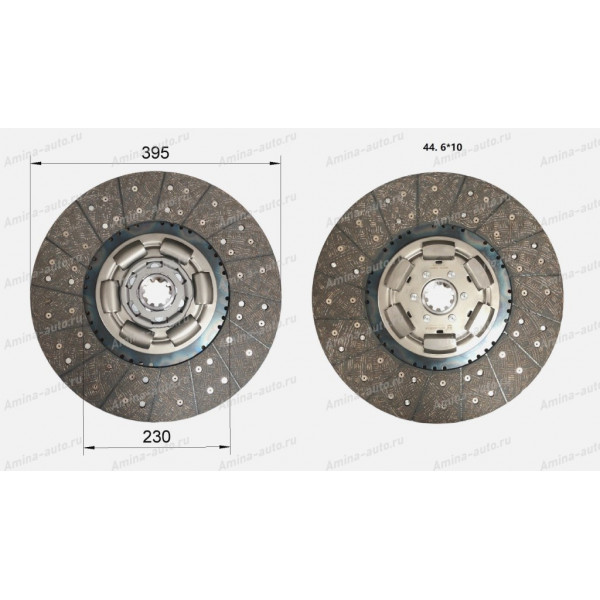 Диск сцепления D=395 мм. D395/230х10Zх44,6 усиленный *