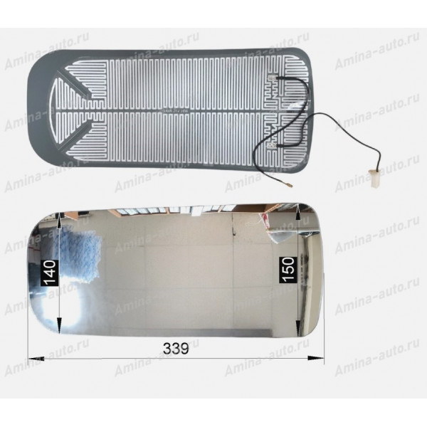Зеркальный элемент (Yutong) h=339 верх-150 низ-140 (стекло с подогревом) LH/RH *