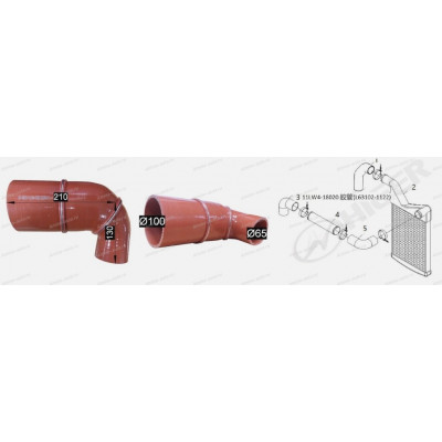 Патрубок интеркулера (YC6MK9375N-50) №3, Г-образный *