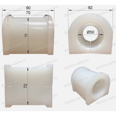 Втулка стабилизатора (ZhongTong) заднего d=50 L=70/90 h=72/75 b=72/82 *