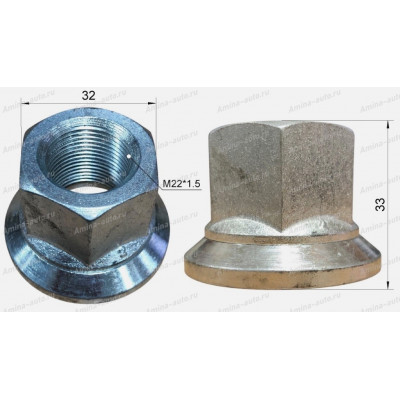 Гайка шпильки передней (Higer) M22x1,5 ключ 32 мм *