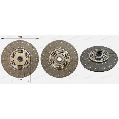 Диск сцепления D=430 мм  (D430x10Zx50,8) усиленный (YC6MK9375N-50, ISLe) обратный выжим (SAS) *