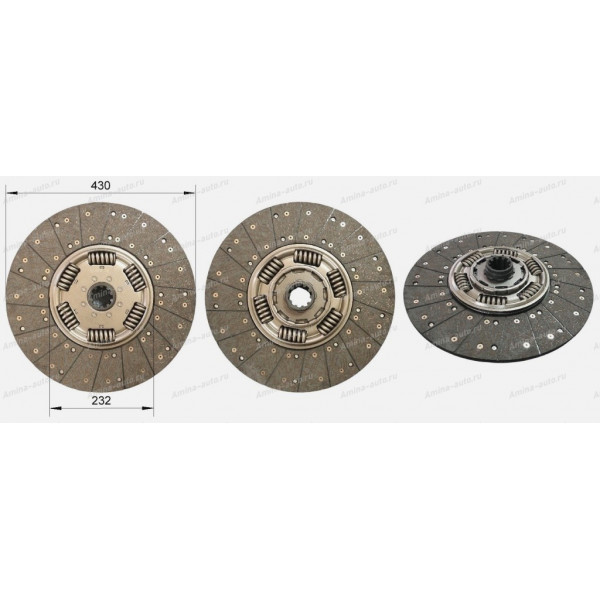 Диск сцепления D=430 мм  (D430x10Zx50,8) усиленный (YC6MK9375N-50, ISLe) обратный выжим (SAS) *