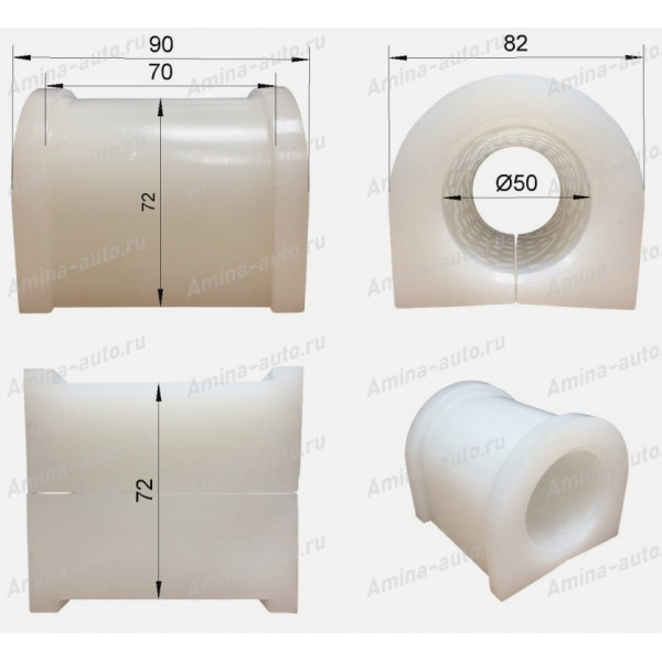 Втулка стабилизатора (ZhongTong) заднего d=50 L=70/90 h=72/75 b=72/82 *