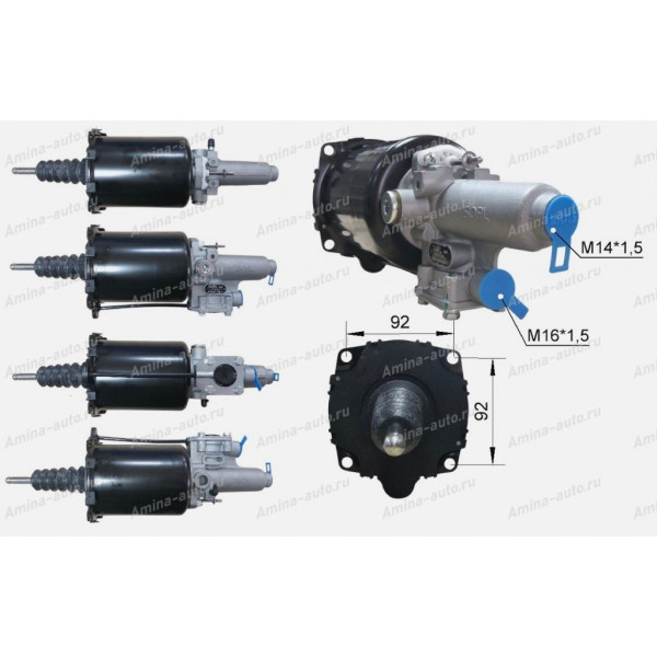 ПГУ сцепления 92*92 M14x1,5 M16x1,5  шток L=142