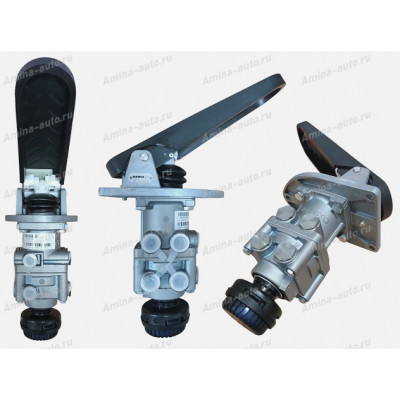 Кран тормозной главный 6 выходов (Higer) резьба M16x1,5 -4шт + M12x1,5 -2шт с педалью *