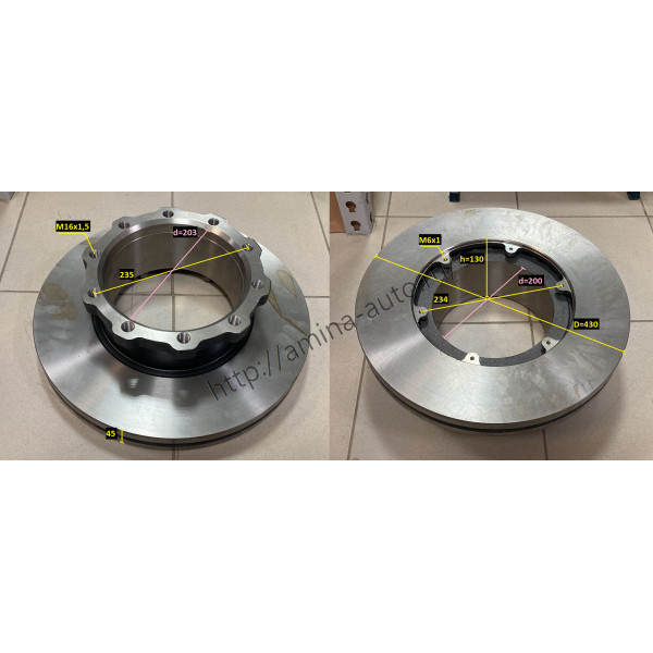 Диск тормозной задний 10 отв. D=430 T=45 H=130  *